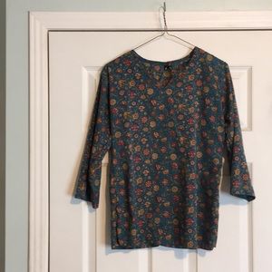 Silk Boho top 3/4 sleeves size small
